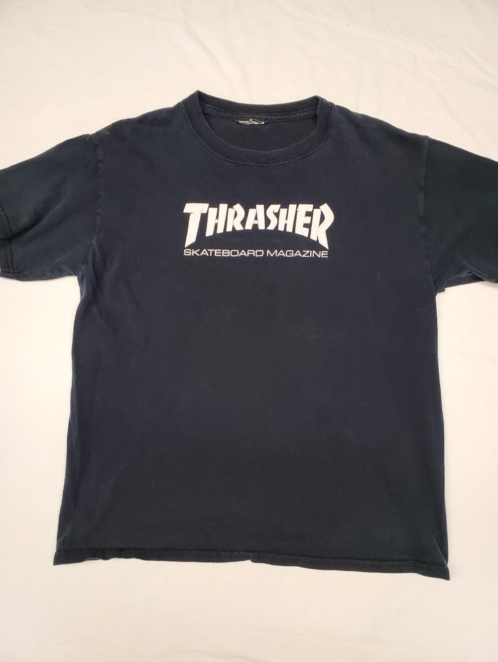 Thrasher Skateboard Magazine Tee Black Faded Vintage Style Youth XL